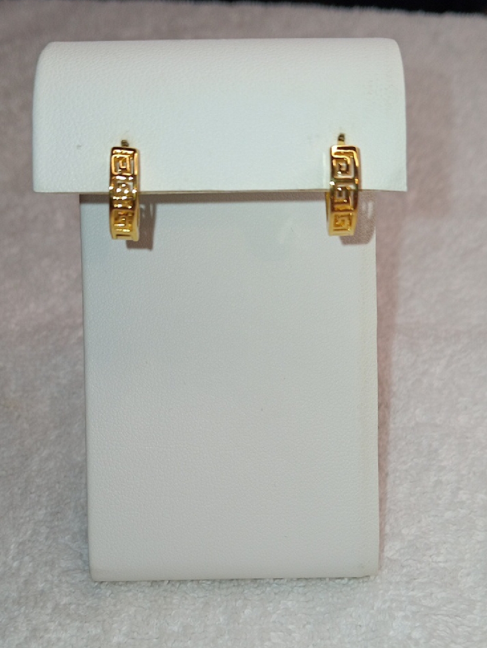 Cute Gold-Tone Greek Key Huggie Earrings NWOT